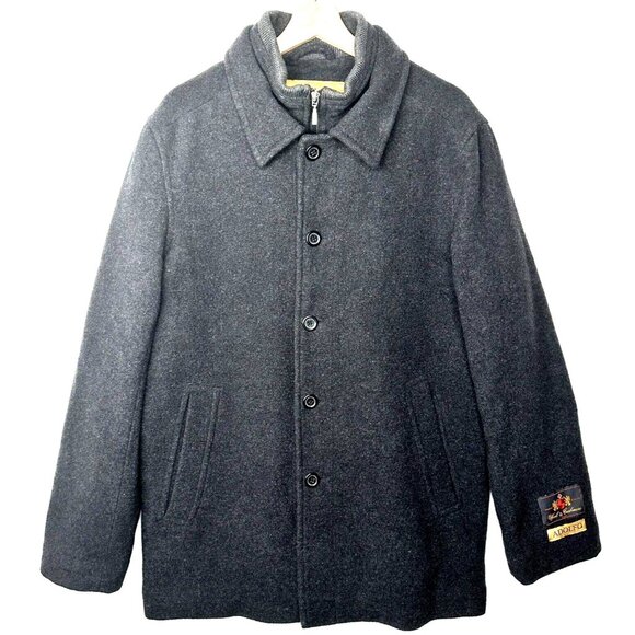 Adolfo Mens Coat Wool Cashmere Blend Gold Label Full Zip Grey Size Medium - Picture 1 of 16